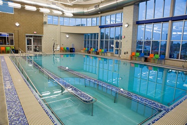 The Warm Water Pool is adjacent to the recreation pool and is perfect for recreation, water fitness, swimming lessons and for those suffering from joint pain, fibromyalgia, or arthritis.