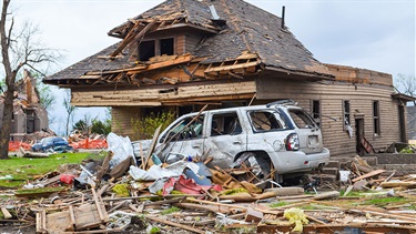 Home damaged by delmont tornado