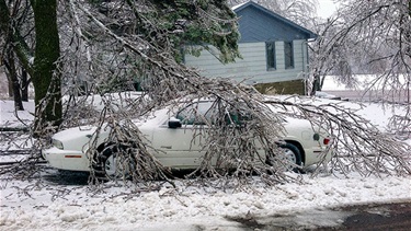 car damaged from april ice storm in 2013