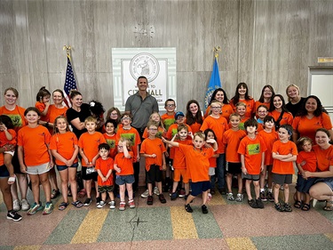 Mayor with children
