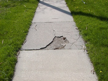 Sidewalk multiple cracking