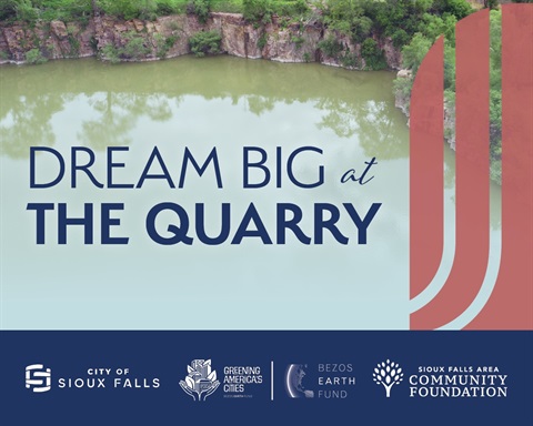 Quarry Event grpahic showing a water filler quarry area and some sponsor logos