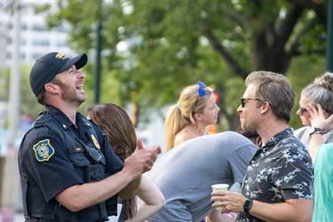 Police officer with citizens