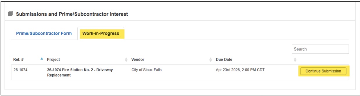 screen showing the withdrawal submissions