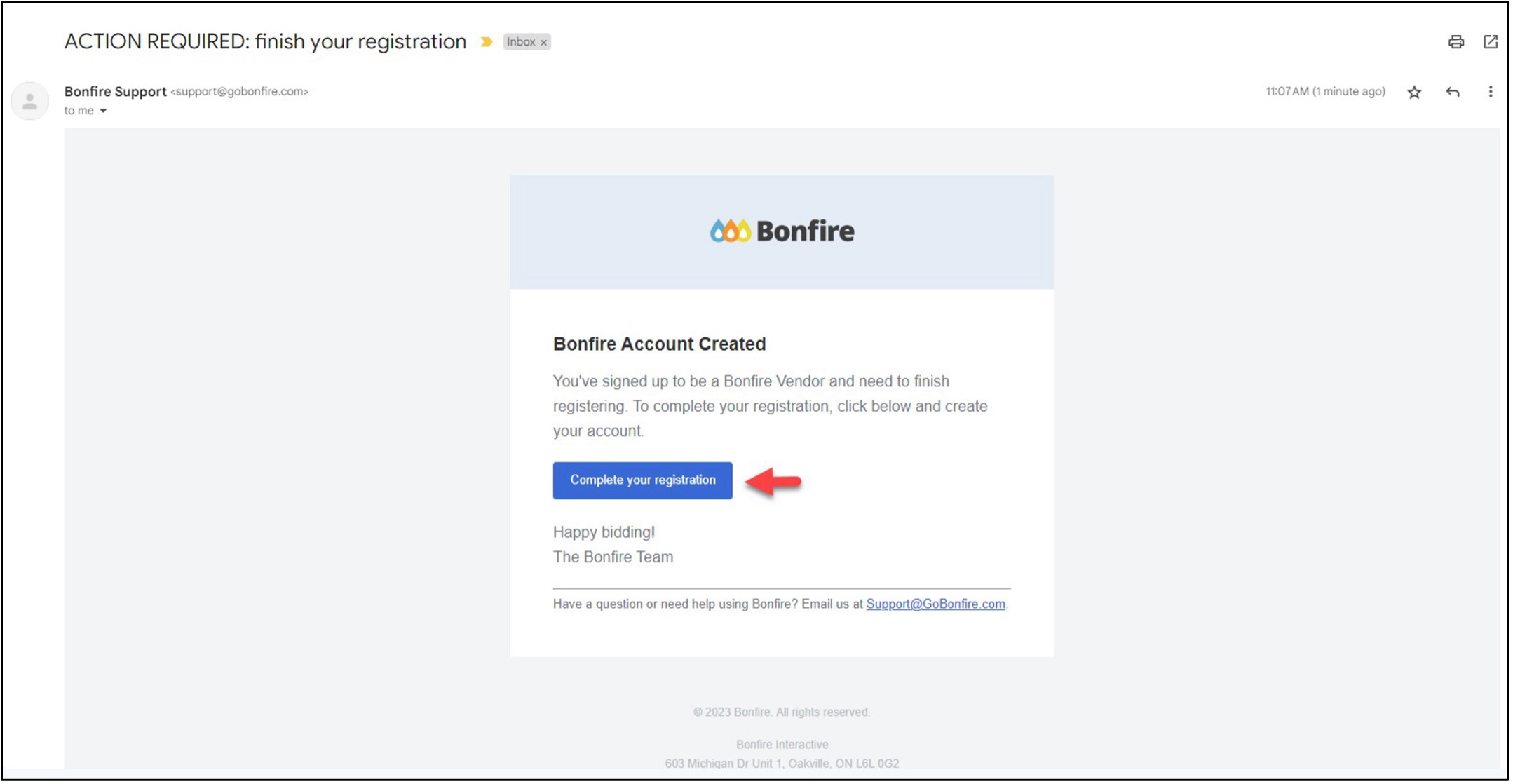 image of the screen that you get to to confirm your registration
