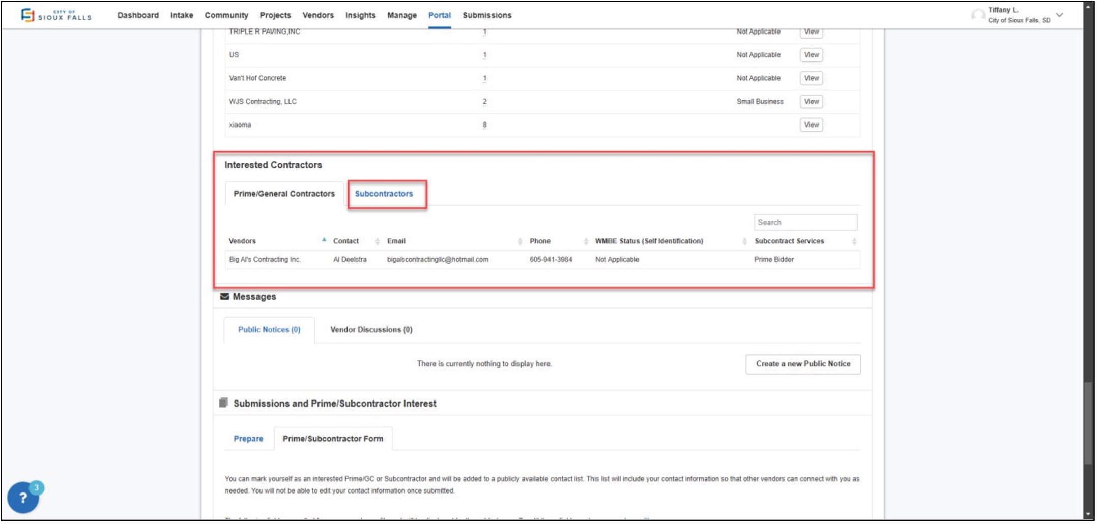 screenshot of what suppliers can see