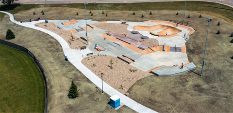 Aerial View of Barb Iverson Skate Plaza