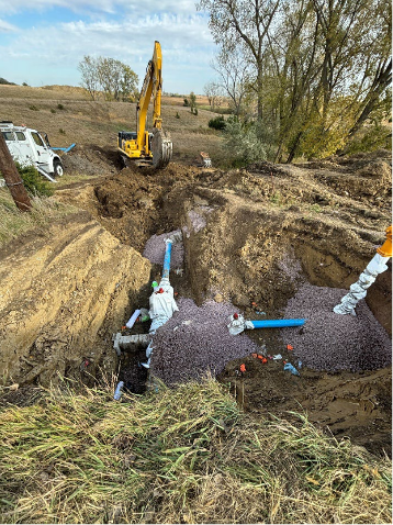 Another angle of the watermain connection and fire hydrant 