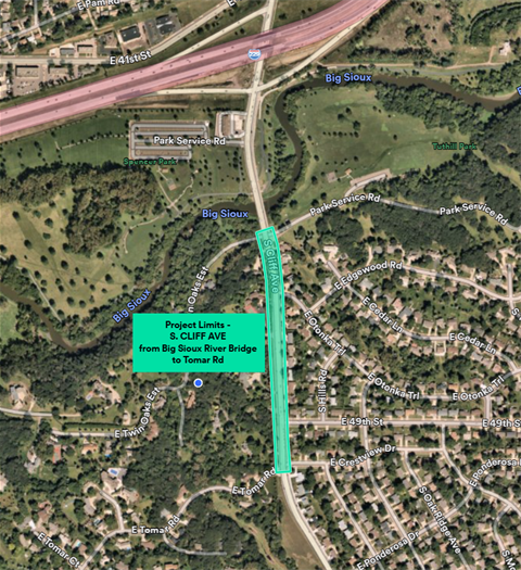 Project map image of S Cliff concrete rehab project