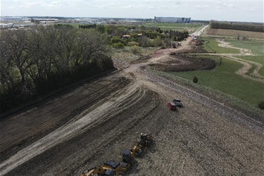 Aerial view of the site grading