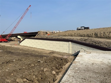 a view of the new retaining wall