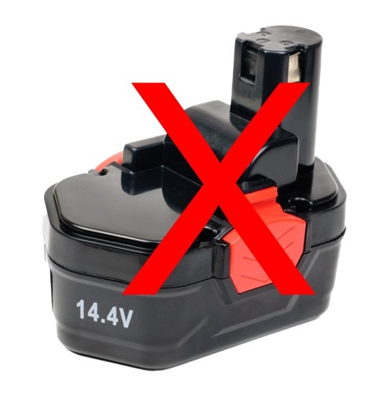 black rechargeable battery with a red X across it