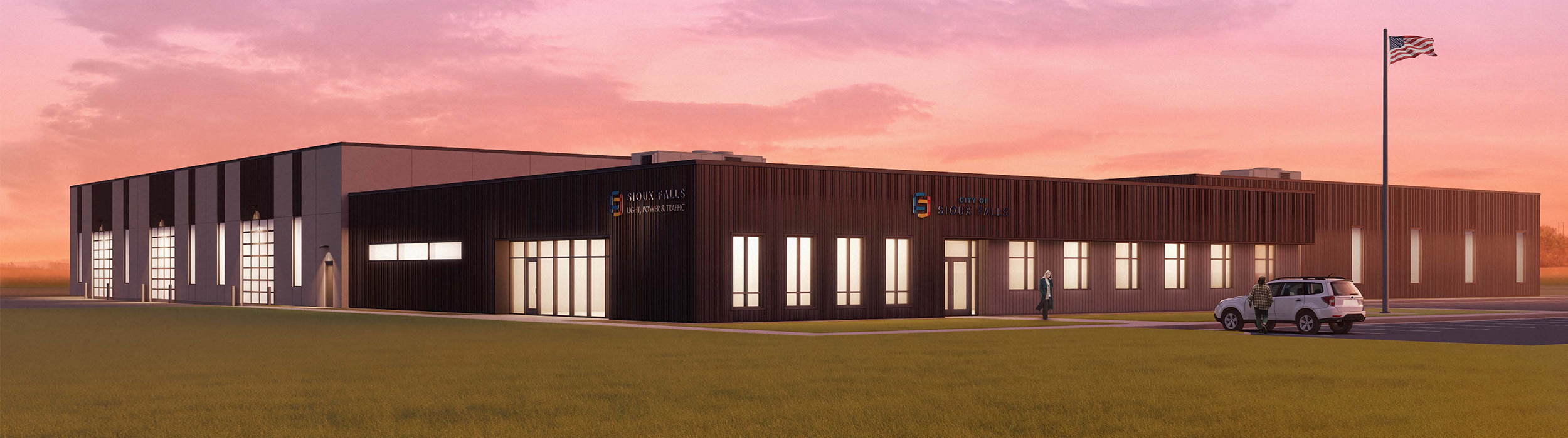 Graphic rendering of the new Light, Power and Traffic Building