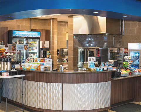 A photo showing the front counter of the Midco Aquatic Center Cafe.